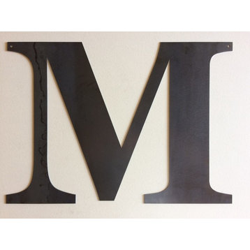 Rustic Large Letter "M", Raw Metal, 24"