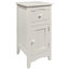 Slimline Bedside Table, White Finished MDF With 1-Door and Storage Drawer