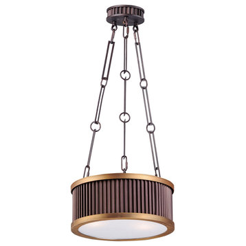 Ruffle 13"W 3-Light Pendant Light Fixture Oil Rubbed Bronze and Burnished Brass