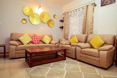 Trendy living room photo in Bengaluru