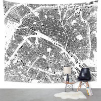 Society6 Paris Map Schwarzplan Only Buildings Wall Tapestry, Medium, 68"x80"