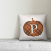 Plaid Pumpkin Monogram P 18x18 Spun Poly Pillow