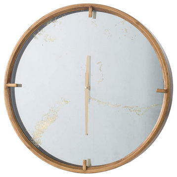 Modern Minimal 20" Gold and Mirror Round Wall Clock