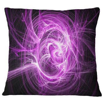Wisps of Smoke Purple in Black Abstract Throw Pillow, 16"x16"