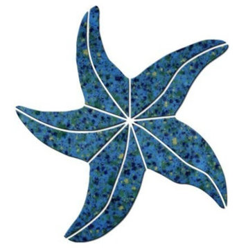 Large Starfish Ceramic Swimming Pool Mosaic 10", Blue