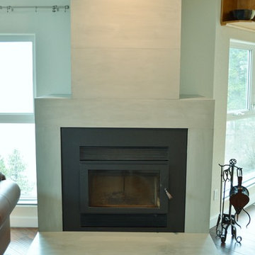 Floor to Ceiling Modern Concrete Fireplace Surround