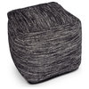 Steve Silver Omari Square Handwoven Pouf With Black And Ivory Finish MR180P