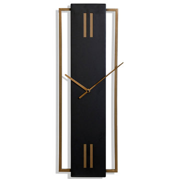 Slim Time Mid Century Metal Wall Clock 8in w X 24in ht X 1in d