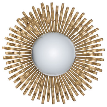 Gold Mirror Sunburst Round Wall Decor D27x3.5"