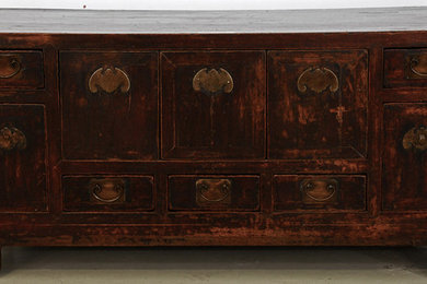 Locking Lacquered Chinese Low Kang Cabinet
