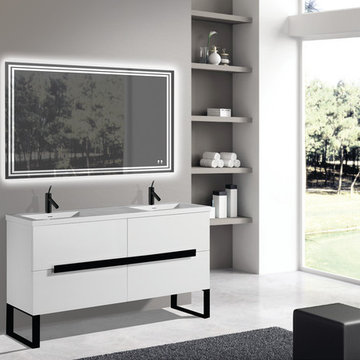 Madeli Soho 72" in Glossy White with Matte Black C-Base and Handles