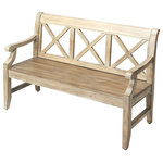 Butler Speciality - Butler Specialty Company, Gerrit Wooden 44"W Bench, Gray - Butler Specialty Company, Gerrit Wooden 44"W Bench, GrayThis alluring transitional bench is a welcome addition in any space. Crafted from poplar hardwoods and Wood products, it features bold �X� back supports and oak veneers in a fashionable DriftWood finish.