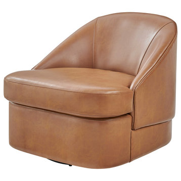 Hurley Swivel Accent Chair, Borneo Chocolate, Faux Leather