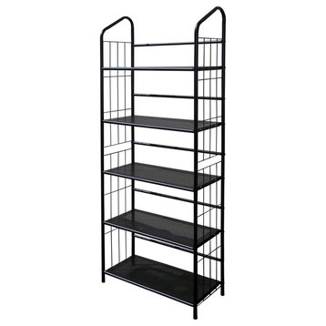Black Five Shelf Metal Standing Book Shelf