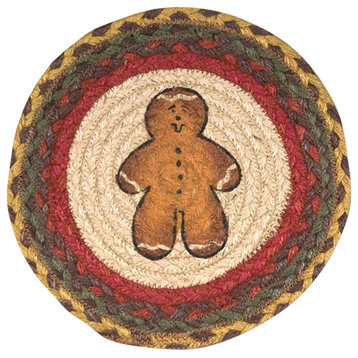 Gingerbread Man Hand Printed Round Sample Rug