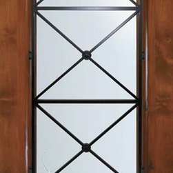 Slab Single Door 80 Alder Republic 1 Panel 3/4 Lite Wrought Iron - Front Doors