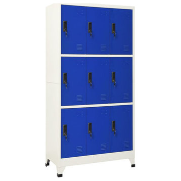 vidaXL Locker Cabinet Office Storage Cabinet File Cabinet Gray and Blue Steel