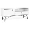 Tvilum Ry 1 Door 1 Drawer TV Stand with Open Shelf in White & Matte Black