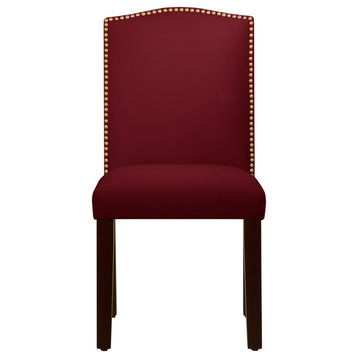 Powell Nail Button Camel Back Dining Chair, Velvet, Red