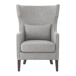 Bentley Smoke Grey Linen Upholstered Arm Chair - Armchairs And Accent Chairs