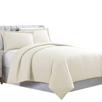 Horten 3 Piece Full Size Microfiber Duvet Set , Off White