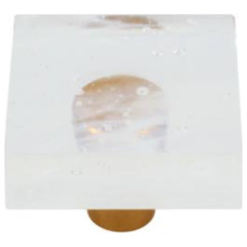 Glassia | Glass Cabinet Hardware | Square Knob, Wispy White, Gold