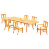7-Piece Outdoor Teak Dining Set, 117" Extension Rectangle Table, 6 Osbo Chairs