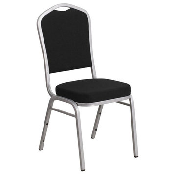 HERCULES Series Crown Back Stacking Banquet Chair in Black Fabric - Silver...