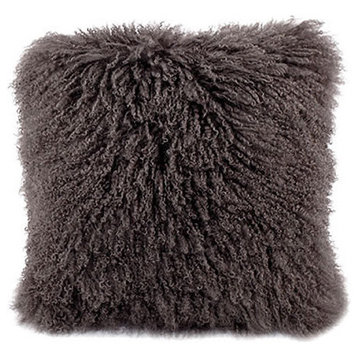 Mongolian Lamb Fur Pillow Gray 20x20"