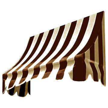 Awntech 10' Nantucket Acrylic Fabric Fixed Awning, Brown/Tan Stripe