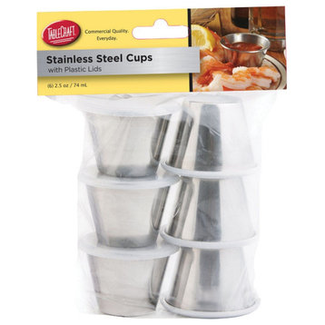 Tablecraft H5069 Dipping Cups with Lids, Silver, 15 Oz