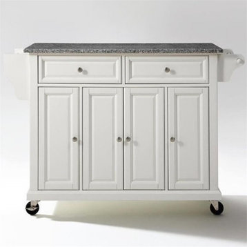 Catania Modern / Contemporary Gray Granite Top Kitchen Cart in White