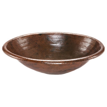 Oval Self Rimming Hammered Copper Sink, Oil Rubbed Bronze