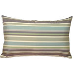 Pillow Decor Ltd. - Pillow Decor - Sunbrella Brannon Whisper 12 x 20 Outdoor Pillow - The Brannon Whisper Stripes Throw Pillow combines thick and thin stripes in soft mauve, blue, green gray and brown. The muted hues combine beautifully in this elegant striped decorative pillow. This series of outdoor pillows are made with Sunbrella indoor/outdoor fabrics.