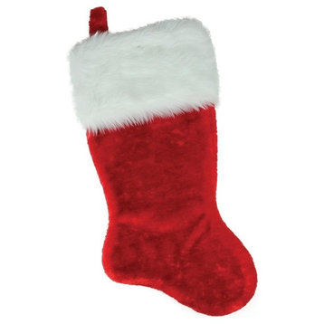 20" Luxurious Traditional Red With White Cuff Extra Plush Christmas Stocking