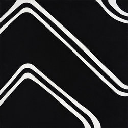Moroccan Mosaic and Tile House - Chawen Handmade Cement Tile, Black/White, Sample - Tile