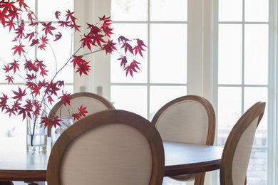 Inspiration for a timeless light wood floor dining room remodel in San Francisco with gray walls