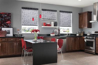 Example of a transitional kitchen design in New York