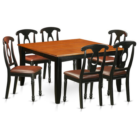 7-Piece Dining Room Set, Table and 4 Chairs, Black/Cherry