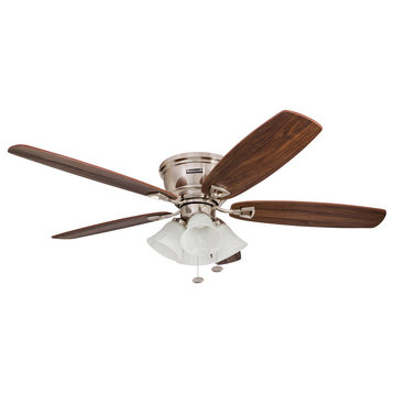 Honeywell Glen Alden Low Profile Ceiling Fan, 52 Inch, Brushed Nickel, 4 Light