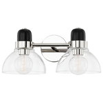 Mitzi by Hudson Valley Lighting - Camile 2-Light Bath Bracket, Polished Nickel - A modern industrial muse, Camile draws inspiration from the classic bistro light. Contemporary accents like the open, exaggerated shade allow light to flow freely, giving the piece a natural mystique. A soft black finish is accompanied by aged brass or polished nickel, providing a two-tone effect that is offset by hand-blown glass.