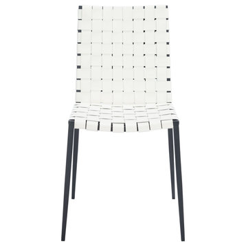Dellie Woven Dining Chair set of 2 White / Black