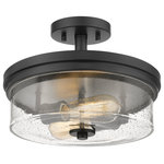 Z-lite - Z-Lite 464SF-MB Two Light Semi Flush Mount Bohin Matte Black - Add this matte black semi-flush mount ceiling light to a transitional or contemporary space. Its versatile palette and blend of materials make excellent use of rugged steel and romantic clear seedy glass, offering a tasteful fixture that enhances a carefully designed kitchen or living area.