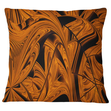 Vibrant Brown Fractal Flower Pattern Abstract Throw Pillow, 18"x18"
