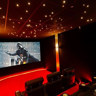 Inspiration for a contemporary home theater remodel in Angers
