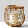 Serene Spaces Living Handwoven Wicker & Glass Candleholder, Available in 2 Sizes