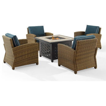 Bradenton 5-Piece Outdoor Conversation Set, Fire Table and 4 Armchairs
