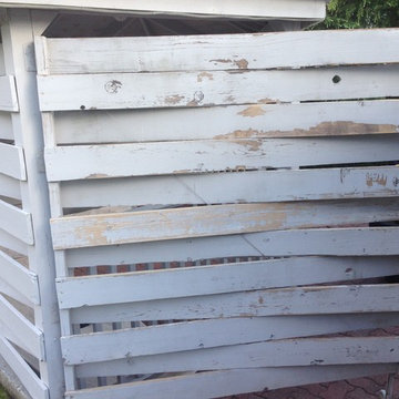 BEFORE - To prepare the surface, we sanded all the loose and peeling paint