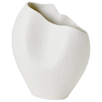 Horn Vase, Matte White, Small