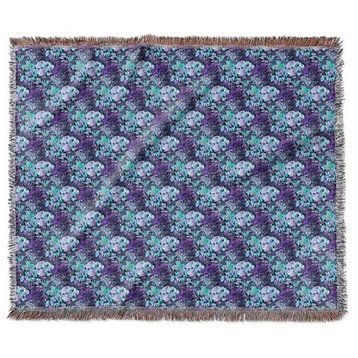 "Neon Wildflowers Cool" Woven Blanket 60"x50"